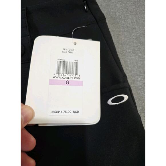 Womens 6 New NWT Golf Palm Capri Pants Pockets Long UPF 50 Black Oakley Knee - Picture 5 of 8